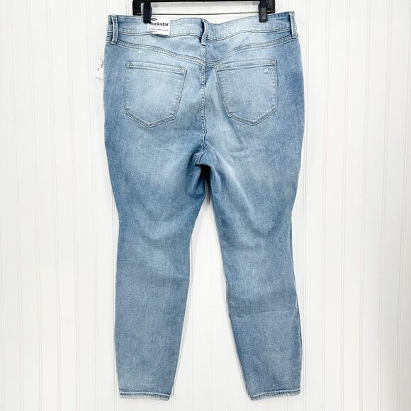 Old Navy Jeans Womens 20 Rockstar Super Skinny Ankle Blue Distressed Patches NEW - Picture 3 of 9